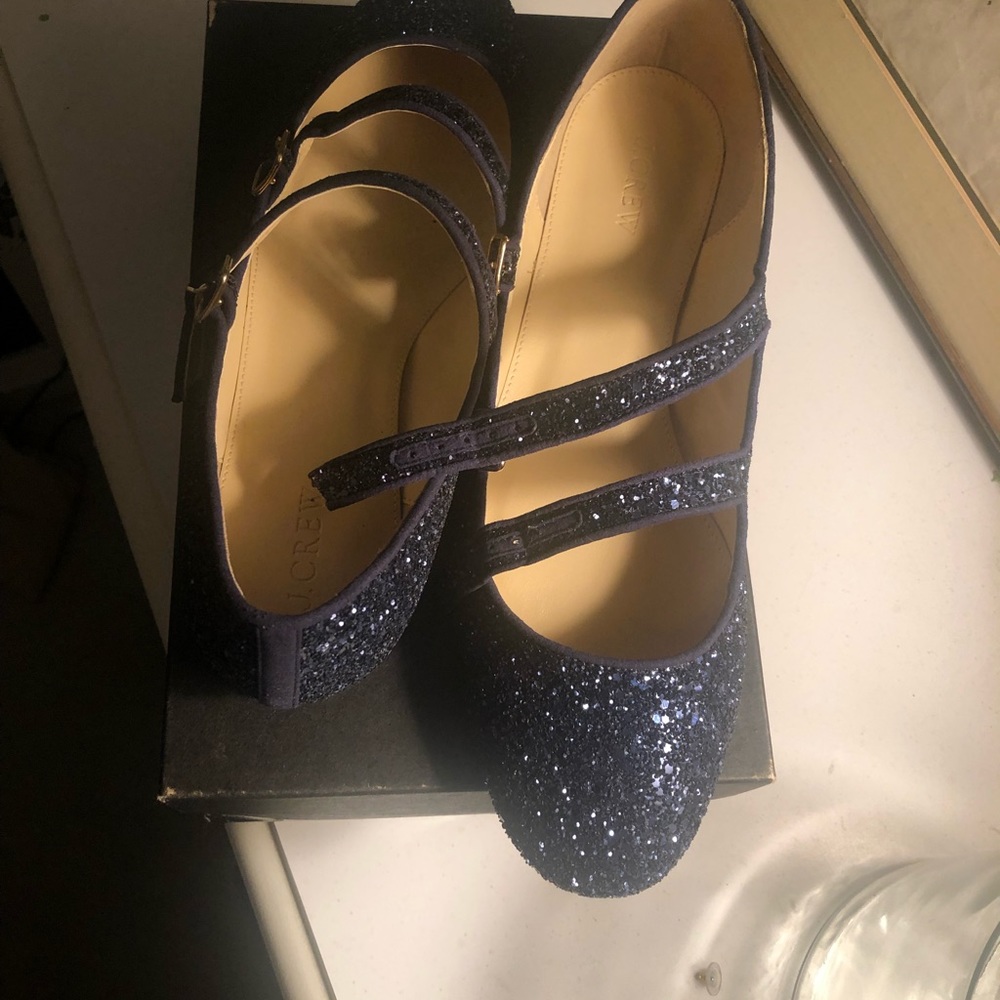 J Crew blue glitter flats US 11/ UK 8.5 / EU 41.5